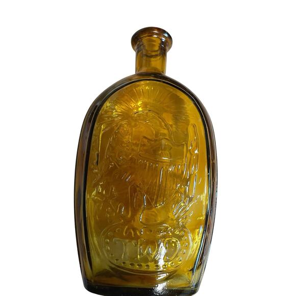 Franklin TWD Glass Bottle VTG Amber Embossed Eagle and Ship 8.75" Bicentennial - Picture 14 of 14